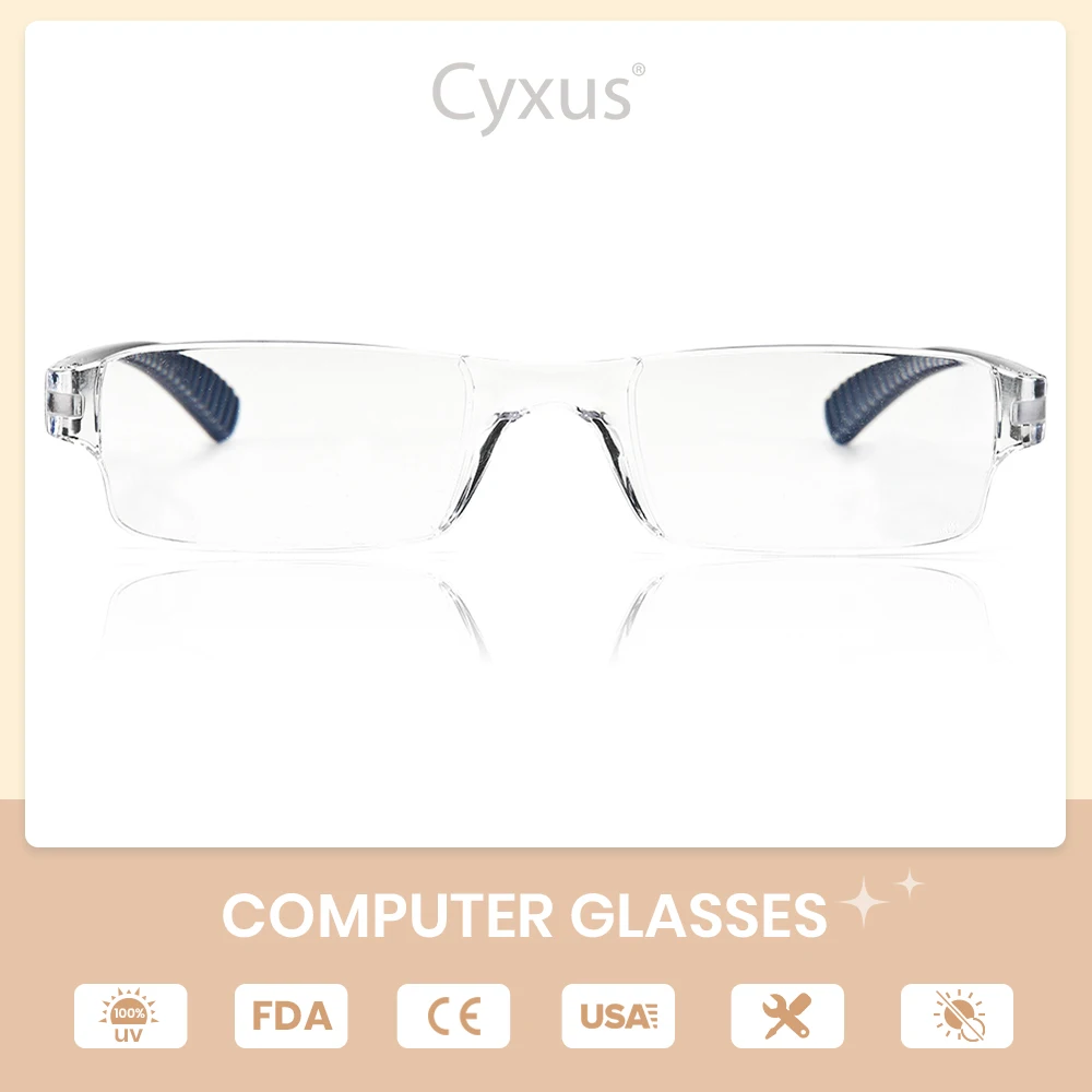 Cyxus Anti Blue Light Glasses Rimless Eye Strain Relief Eyeglasses Transparent Lens Unisex Computer Eyewear 8901
Cyxus Anti Blue Light Glasses Rimless Eye Strain Relief Eyeglasses Transparent Lens Unisex Computer Eyewear 8901