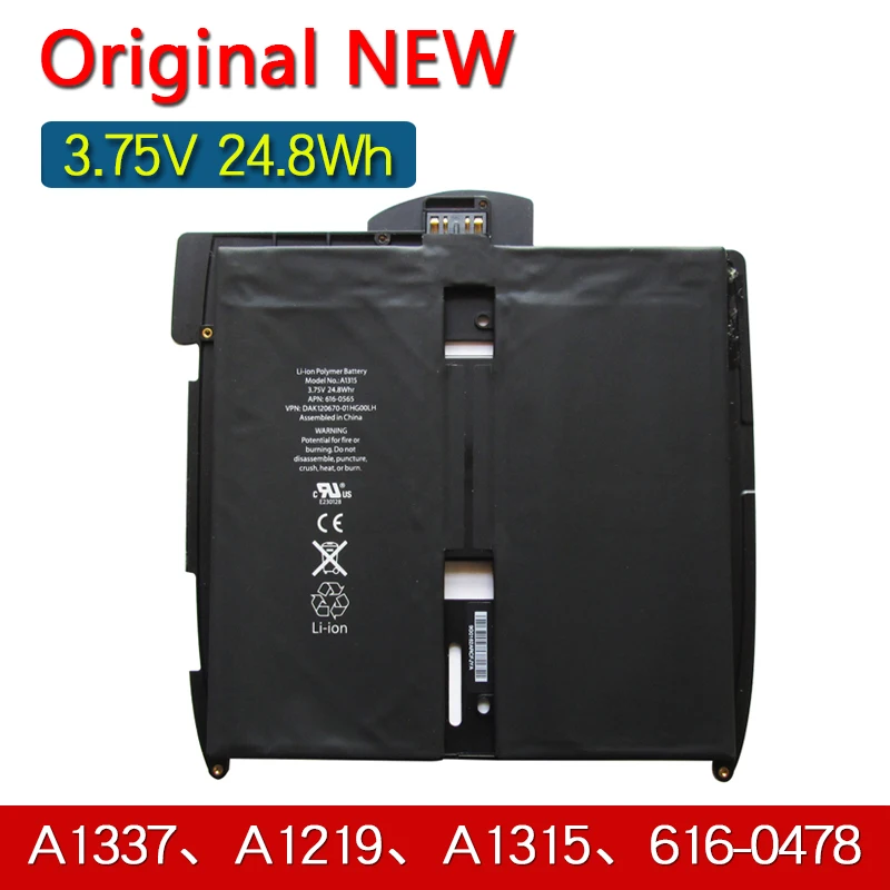 A1315 New Original Tablet Battery For Apple IPad 1 1st A1219 A1337 616-0478 3.75V 24.8Whr IPad1 Bateria
A1315 New Original Tablet Battery For Apple IPad 1 1st A1219 A1337 616-0478 3.75V 24.8Whr IPad1 Bateria
