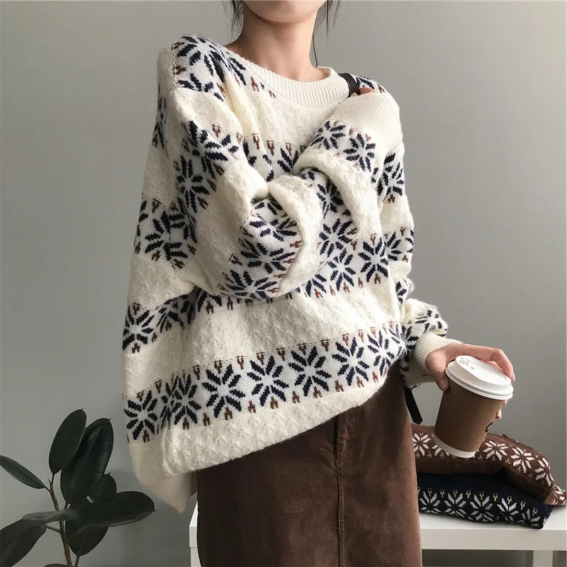 Hsa 2021 Women Casual Sweater and Pullovers Retro Vintage Sweater Jumpers Snowflake Korean Chic Girls Sweater Pullovers
Hsa 2021 Women Casual Sweater and Pullovers Retro Vintage Sweater Jumpers Snowflake Korean Chic Girls Sweater Pullovers