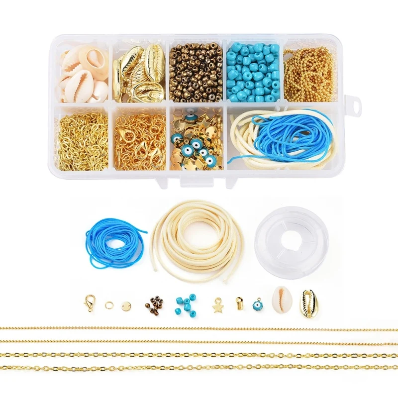 Jewelry Making Kit Ocean Theme DIY Bracelet Making with Iron Chains Alloy Pendants Glass Seed Beads Enamel Charms Nylon Thread
Jewelry Making Kit Ocean Theme DIY Bracelet Making with Iron Chains Alloy Pendants Glass Seed Beads Enamel Charms Nylon Thread