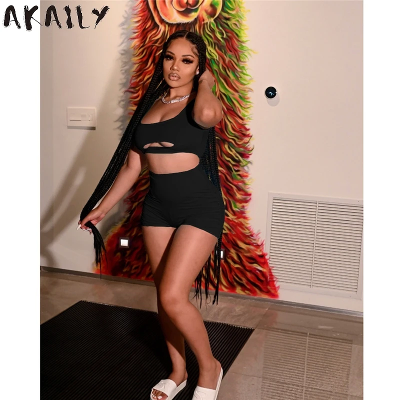 Akaily Streetwear Hollow Out Crop Top Shorts Set 2 Two Piece Sets Women Outfits Matching Sets Summer Black Female Tracksuit 2021
Akaily Streetwear Hollow Out Crop Top Shorts Set 2 Two Piece Sets Women Outfits Matching Sets Summer Black Female Tracksuit 2021
