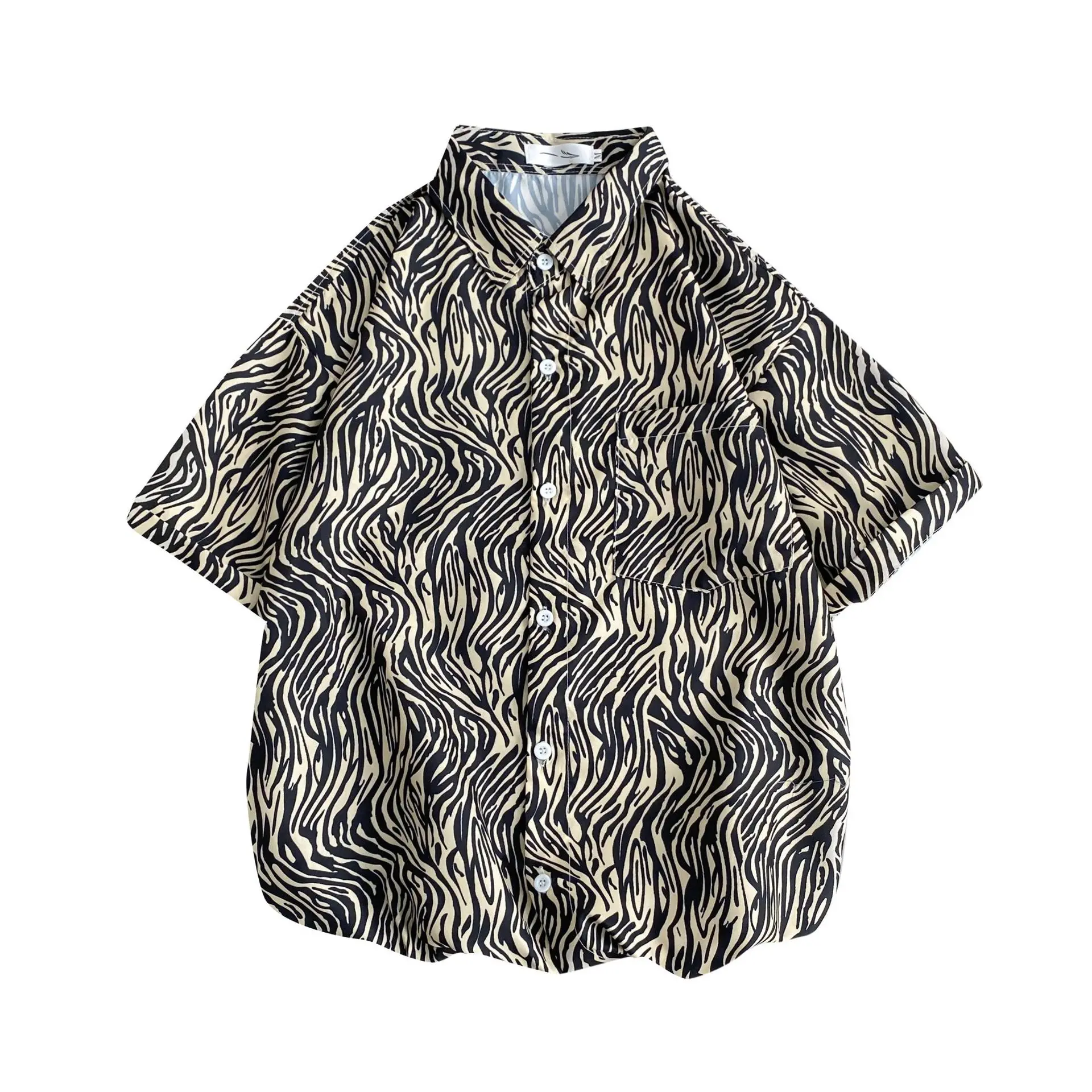 Tiger stripes shirt fall ordinary summer chiffon loose type leisure young black spot apparel printing lapel 
Tiger stripes shirt fall ordinary summer chiffon loose type leisure young black spot apparel printing lapel