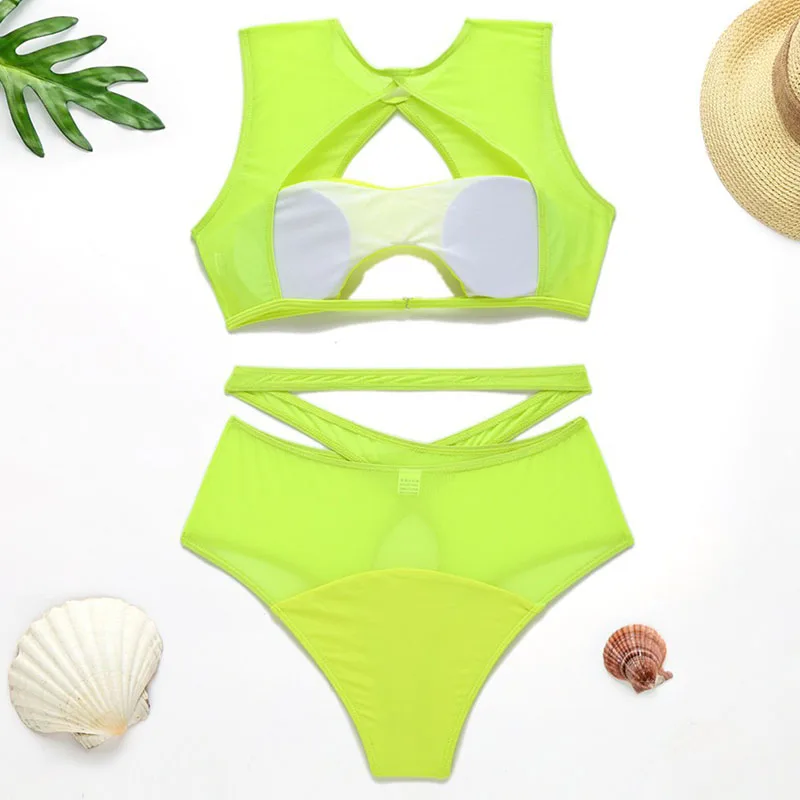AGOUTI Neon Bikini Swimsuit High Waist Mesh Swimwear Women Bandeau Brazilian Bikini Set Push Up Hollow out Biquini Bathing Suits
AGOUTI Neon Bikini Swimsuit High Waist Mesh Swimwear Women Bandeau Brazilian Bikini Set Push Up Hollow out Biquini Bathing Suits
