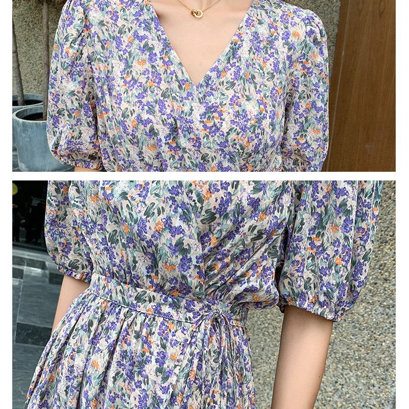 Romantic purple oil painting dress female summer new vintage bubble sleeve v-neck women dress high waist mid-length dress
Romantic purple oil painting dress female summer new vintage bubble sleeve v-neck women dress high waist mid-length dress