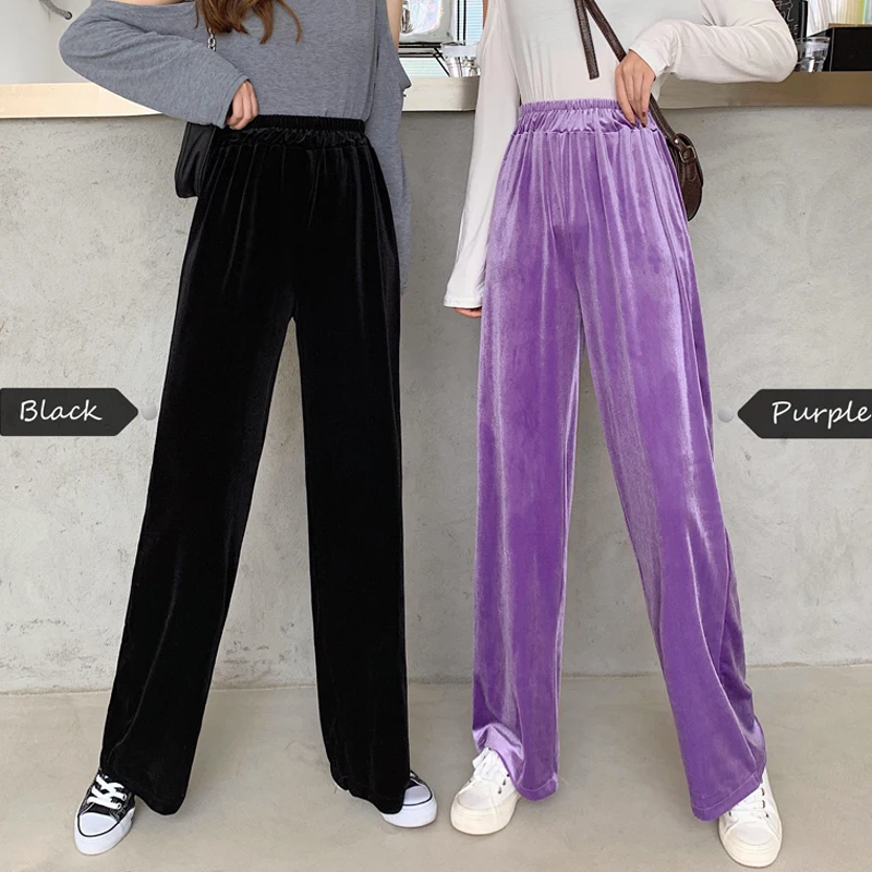 Pants High Waist Casual Wide Legs Pants Black Purple Loose Female Fashion Student Trousers New 2021 Autumn Straight Velour Women
Pants High Waist Casual Wide Legs Pants Black Purple Loose Female Fashion Student Trousers New 2021 Autumn Straight Velour Women