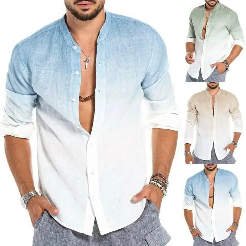Mens Long Sleeve Shirt Casual Gradient Button Down Grandad Collar Tops Baggy Blouse Tee Plus Size
Mens Long Sleeve Shirt Casual Gradient Button Down Grandad Collar Tops Baggy Blouse Tee Plus Size