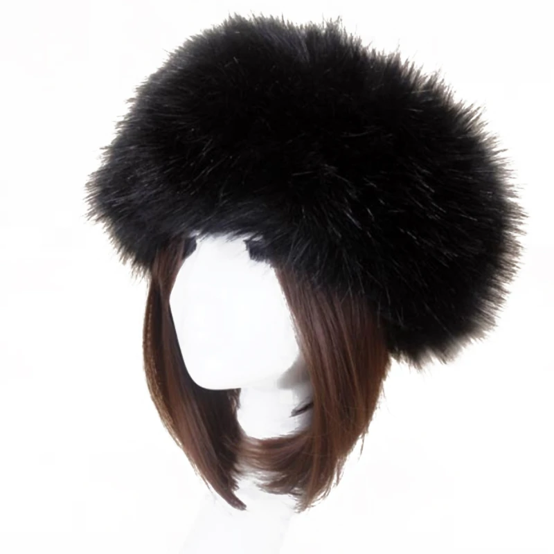 

Winter Fashion Russian Thick Hat Warm Beanies Fluffy Fake Faux Fur Empty Top Hat Headscarf женские зимние кепки Women Hot