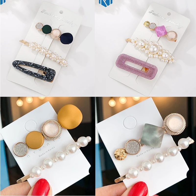 M MISM 2PCS INS Alloy Pearl Hair Clips Korean Gothic Crystal Barrettes BB Pins Hairpin for Women Girls Haarband Accessories | Аксессуары