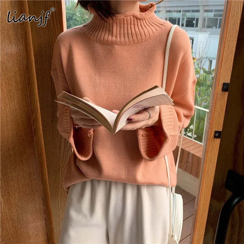 Свитер женский трикотажный оверсайз, Повседневный пуловер карамельных цветов, водолазка в стиле Харадзюку, свитер облегающий на осень-зиму 
Свитер женский трикотажный оверсайз, Повседневный пуловер карамельных цветов, водолазка в стиле Харадзюку, свитер облегающий на осень-зиму