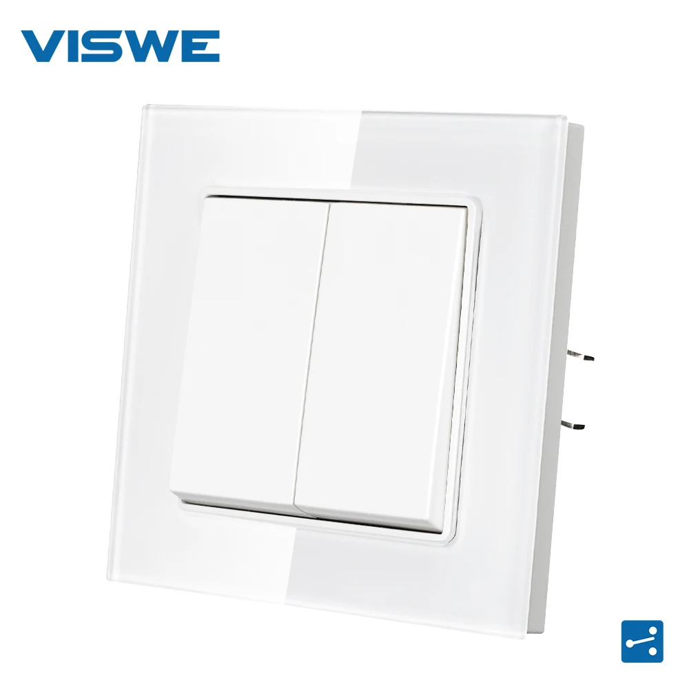 VISWE 2gang 2way Wall Button Light Swtich,Hotel EU standard White Plastic Materials And Crystal Glass switch panel 82*82mm 16A
VISWE 2gang 2way Wall Button Light Swtich,Hotel EU standard White Plastic Materials And Crystal Glass switch panel 82*82mm 16A