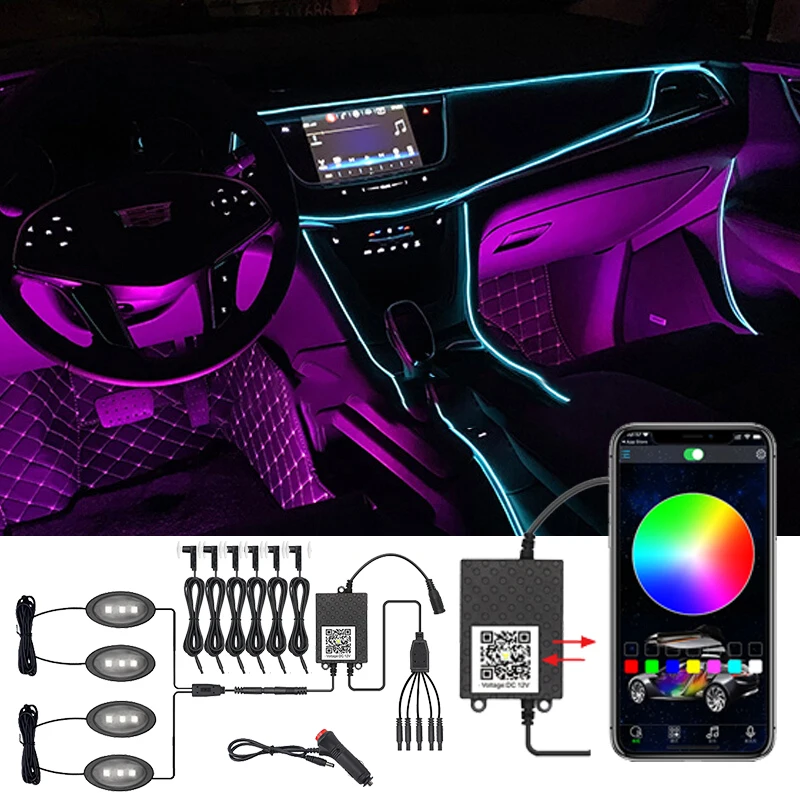 EL Neon Wire Strip Light RGB Flexible Atmosphere Lamp App LED Car Neon Lamp Sound Control 12V Interior Decorative Ambient Lights
EL Neon Wire Strip Light RGB Flexible Atmosphere Lamp App LED Car Neon Lamp Sound Control 12V Interior Decorative Ambient Lights