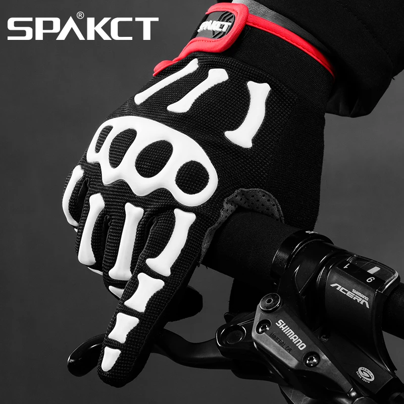 

SPAKCT Bike Bicycle Long Full Finger Cycling Riding Racing Bike Bone Cool Soft Gloves Skeleton Cycling Bicycle Bike Equipment