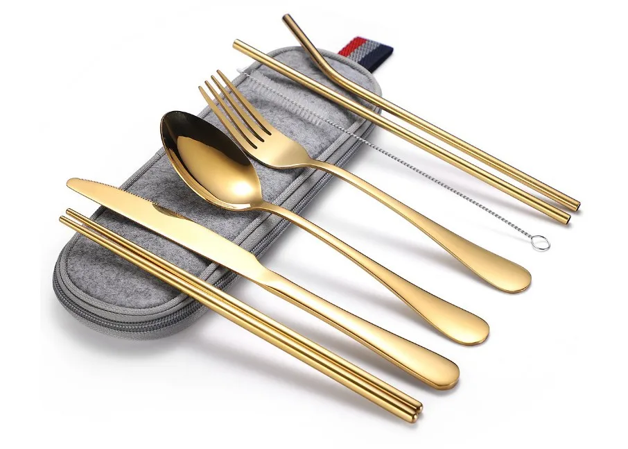 304 Stainless steel cutlery, fork, spoon, straw chopsticks travel portable package set of outdoor tableware cutlery set
304 Stainless steel cutlery, fork, spoon, straw chopsticks travel portable package set of outdoor tableware cutlery set