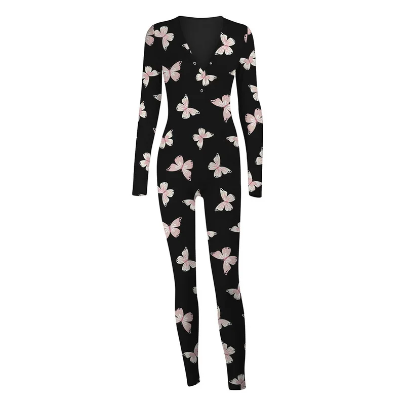 Butterfly Print Women Sexy Onesies Long Sleeve Pijamas V-neck Spring Pyjama Button-down Functional Buttoned Flap Adults Jumpsuit
Butterfly Print Women Sexy Onesies Long Sleeve Pijamas V-neck Spring Pyjama Button-down Functional Buttoned Flap Adults Jumpsuit