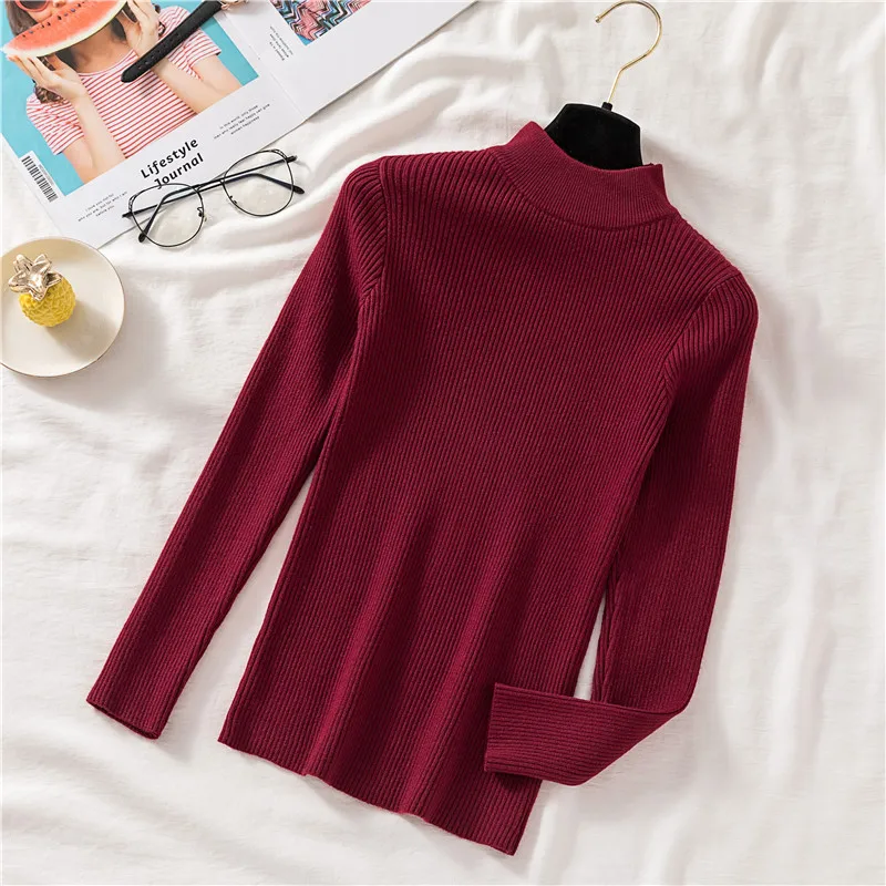 Zoki Autumn Women Pullover Sweater Half Turtleneck Long Sleeve Knitted Jumper Winter Elastic Solid Basic Ladies Blouse New 2021
Zoki Autumn Women Pullover Sweater Half Turtleneck Long Sleeve Knitted Jumper Winter Elastic Solid Basic Ladies Blouse New 2021