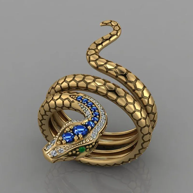 New Design Snake Ring Blue Zircon Serpent Ophidian Gold Finger Rings Jewelry Fashion Accessories Ornament For Men and Women
New Design Snake Ring Blue Zircon Serpent Ophidian Gold Finger Rings Jewelry Fashion Accessories Ornament For Men and Women