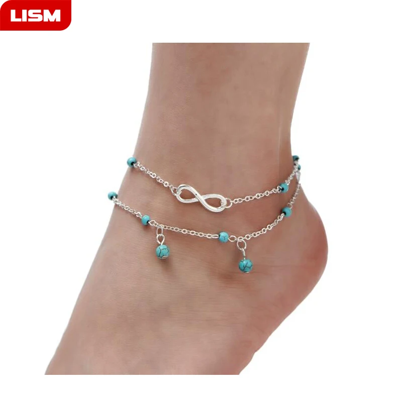 Fashion Vintage Antique Silver Color Anklet Women Big Blue Stone Beads Bohemian Ankle Bracelet cheville Boho Foot Jewelry
Fashion Vintage Antique Silver Color Anklet Women Big Blue Stone Beads Bohemian Ankle Bracelet cheville Boho Foot Jewelry