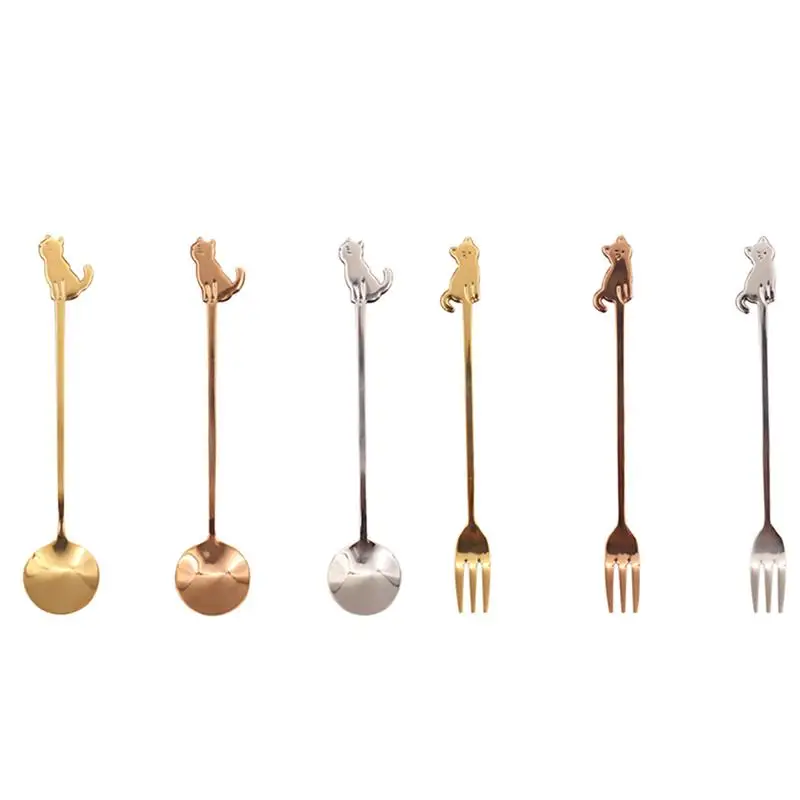 1 Pcs Stainless Steel Tableware Creative Dinnerware With Cat Shaped Design Coffee Tea Mixing Spoon Fruit Dessert Fork Gadgets
1 Pcs Stainless Steel Tableware Creative Dinnerware With Cat Shaped Design Coffee Tea Mixing Spoon Fruit Dessert Fork Gadgets