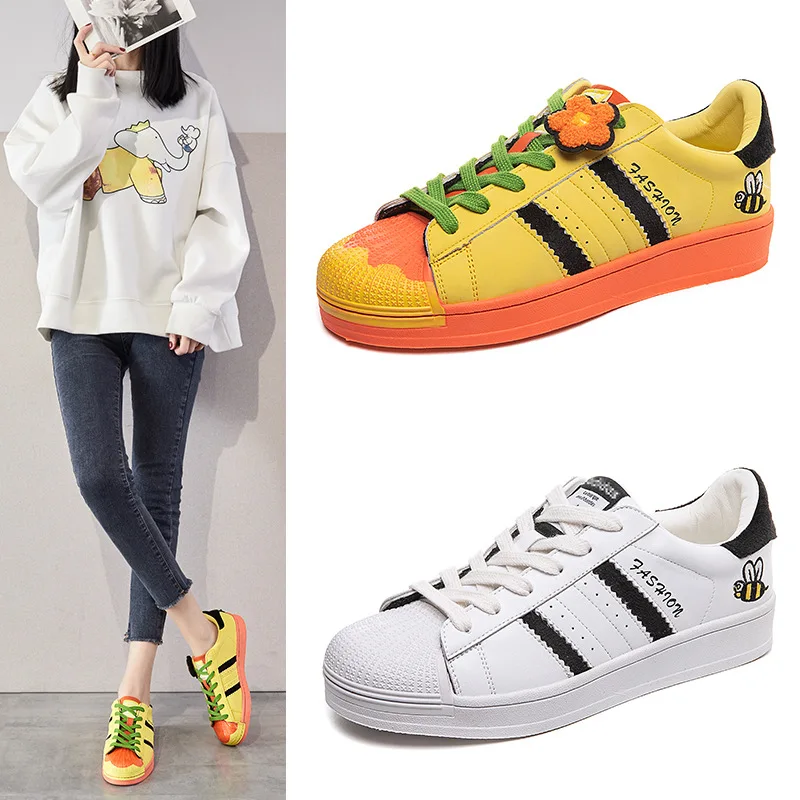 Little Bee Shell Head Shoes 2021 New Embroidery Single Shoes Women Flat White Shoes Women Leather Sports Shoes
Little Bee Shell Head Shoes 2021 New Embroidery Single Shoes Women Flat White Shoes Women Leather Sports Shoes