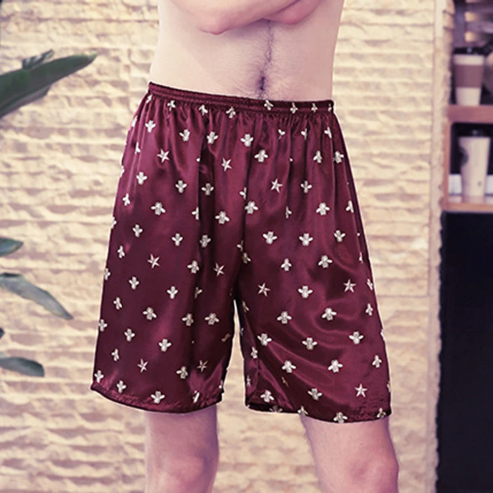 Мужская шелковая атласная пижама пижамные штаны для сна одежда шорты мужские