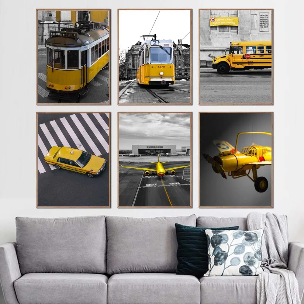 Landscape Street View RETRO art canvas painting yellow tram school bus plane poster office living room home decoration mural
Landscape Street View RETRO art canvas painting yellow tram school bus plane poster office living room home decoration mural