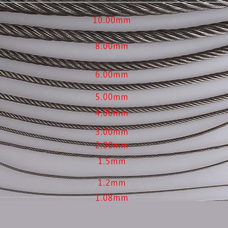 5 Meter 0.6mm 0.8mm 1mm 1.2mm 1.5mm 2mm 304 Steel Wire Rope Cable Clothesline Rustproof 304 Stainless Steel 7*7
5 Meter 0.6mm 0.8mm 1mm 1.2mm 1.5mm 2mm 304 Steel Wire Rope Cable Clothesline Rustproof 304 Stainless Steel 7*7