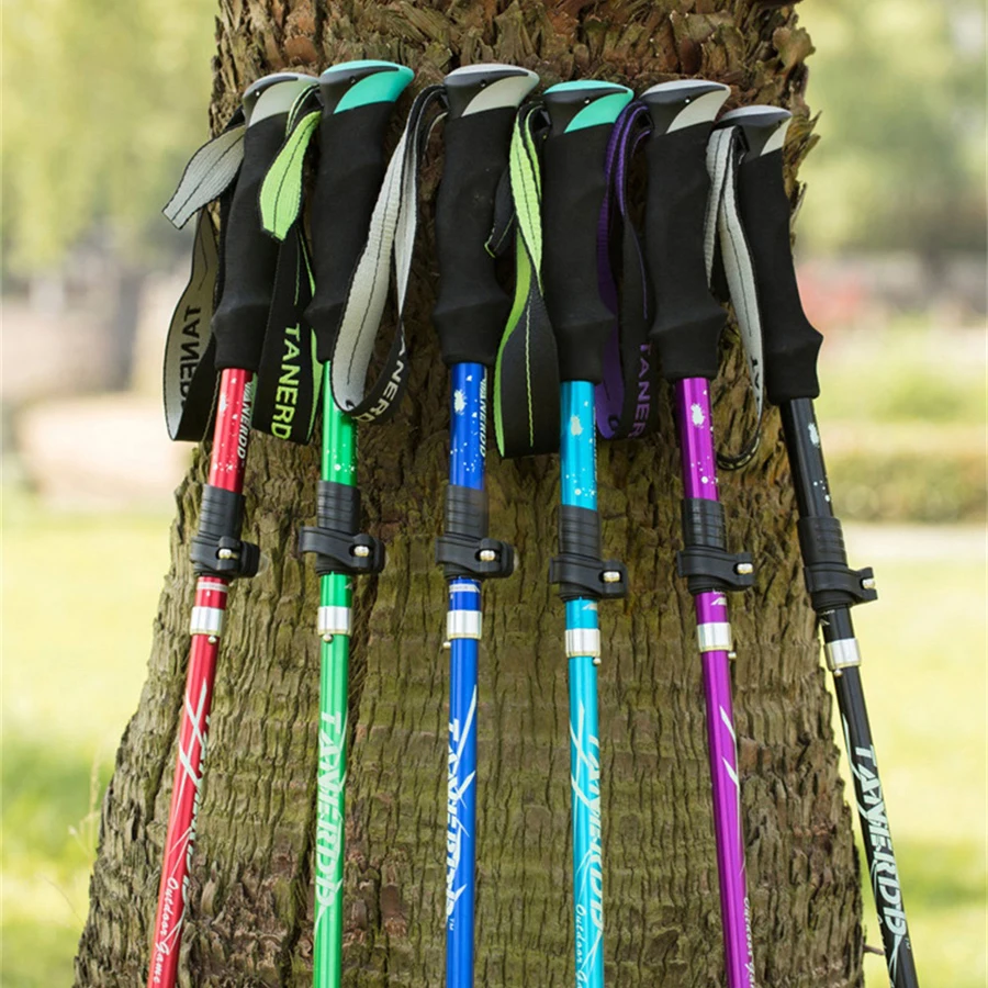 Multifunction Walking Stick Trekking Poles Telescopic Fold Crutches Hiking Crutch Elderly Metal Cane Outdoor | Спорт и развлечения