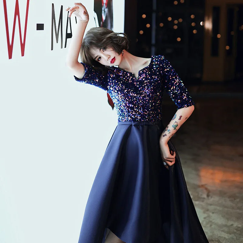 Formal Cocktail Dress CR475 V-Neck Half Sleeve Women Party Dresses Colorful Sequin Short Gown Patchwork A-Line Vestido De Coctel 
Formal Cocktail Dress CR475 V-Neck Half Sleeve Women Party Dresses Colorful Sequin Short Gown Patchwork A-Line Vestido De Coctel