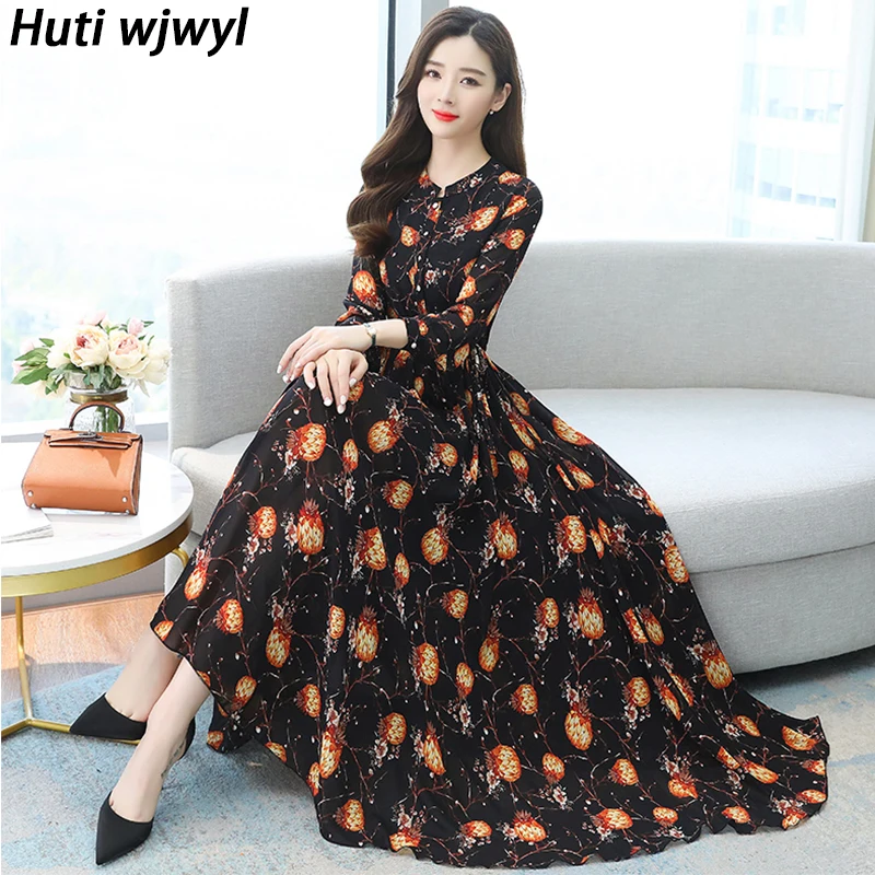 2022 Spring Autumn Women Boho Maxi Dress Party Long Sleeve Black Evening Vestidos Vintage Print Chiffon Casual Prom Midi Dresses
2022 Spring Autumn Women Boho Maxi Dress Party Long Sleeve Black Evening Vestidos Vintage Print Chiffon Casual Prom Midi Dresses