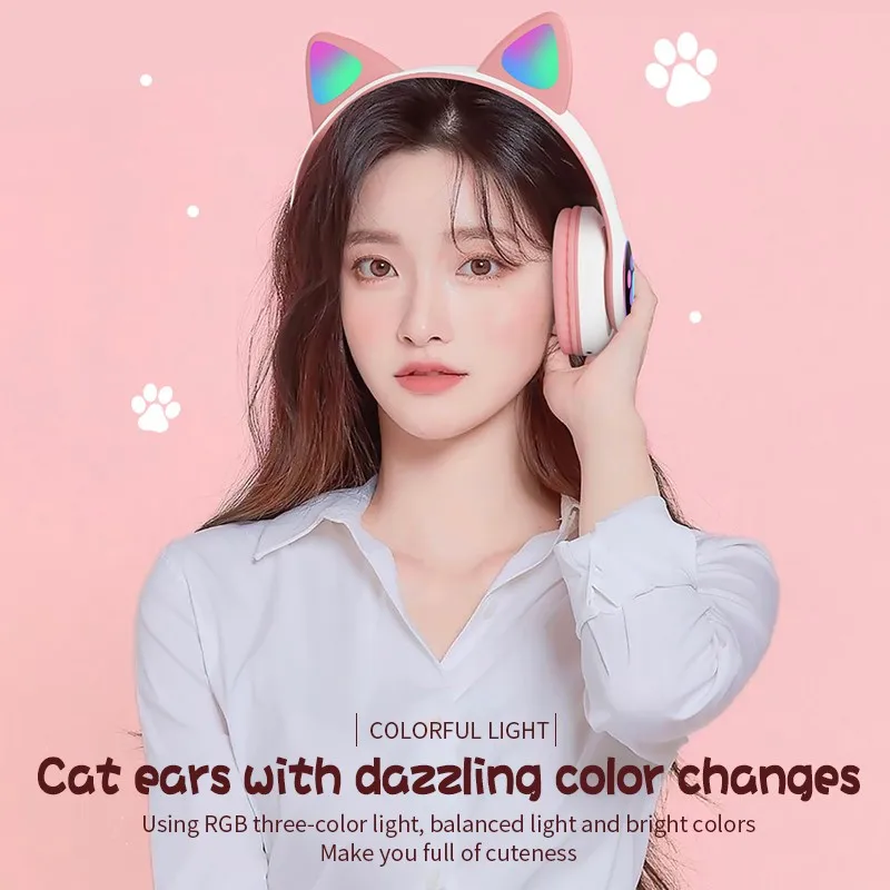STN28 cute cat claw Colorful head-mounted foldable card support Bloototh Handsfree with Microphone Headphones for Mobile Games
STN28 cute cat claw Colorful head-mounted foldable card support Bloototh Handsfree with Microphone Headphones for Mobile Games