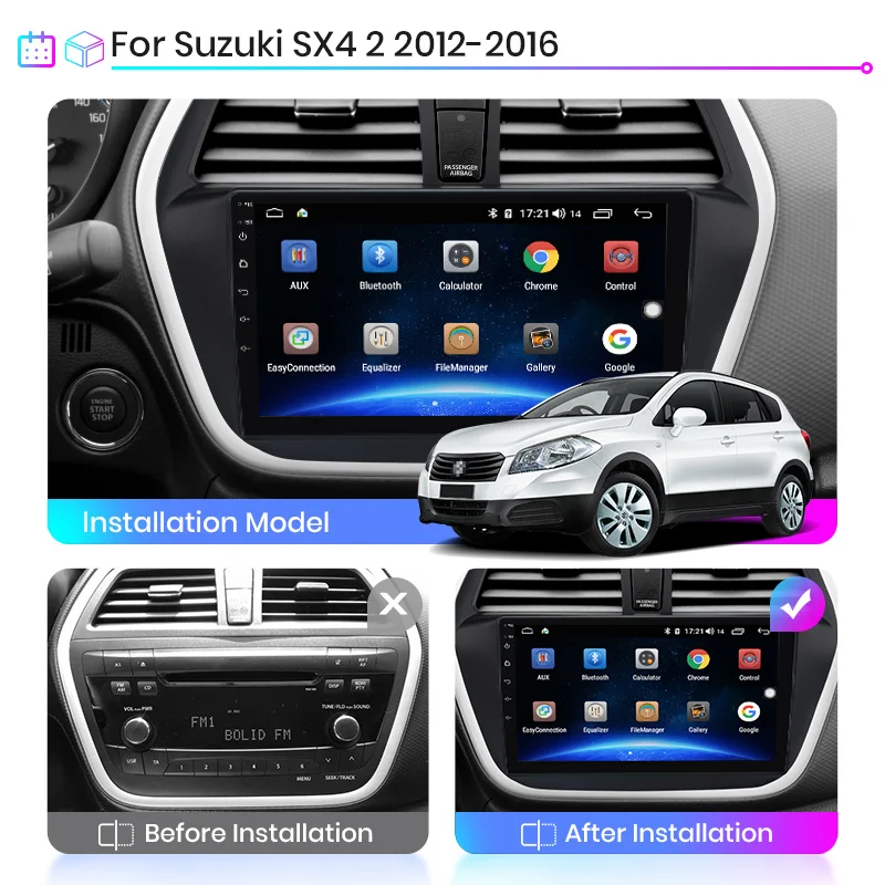 Автомагнитола Junsun для Suzuki SX4 2 S Cross 2012 2016 Android 10 0 стерео видеоплеер навигация GPS