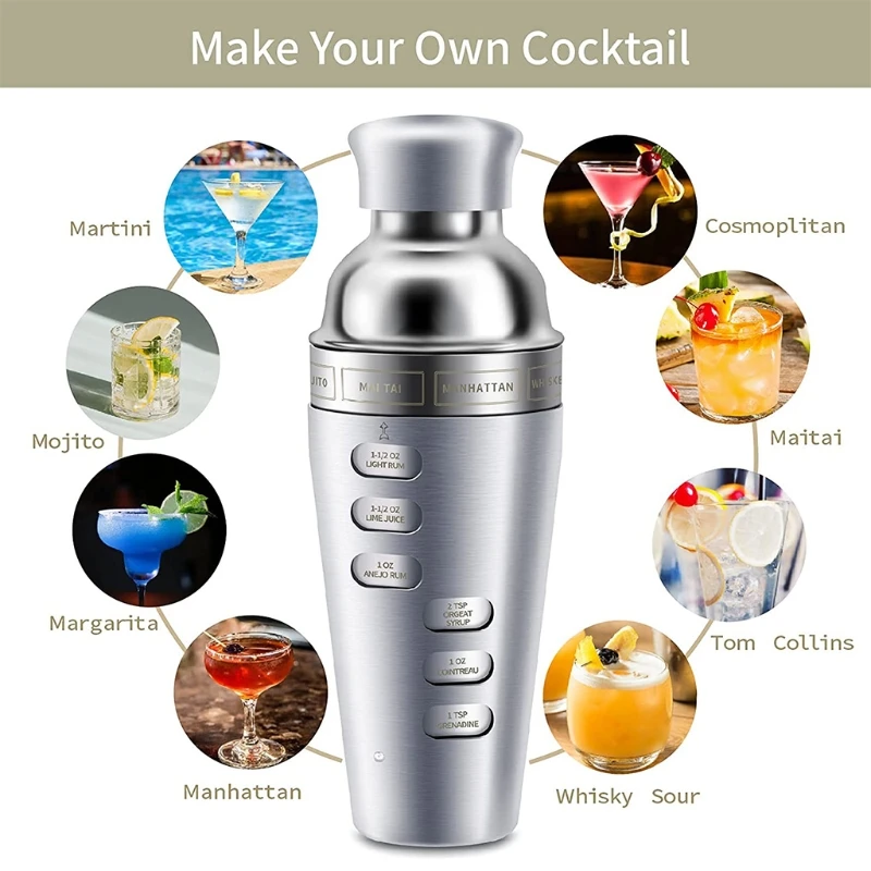 Шейкер для коктейлей премиум-класса, шейкер для мартини, шейкер для напитков из нержавеющей стали, подарки для любителей вина и друзей 
Шейкер для коктейлей премиум-класса, шейкер для мартини, шейкер для напитков из нержавеющей стали, подарки для любителей вина и друзей