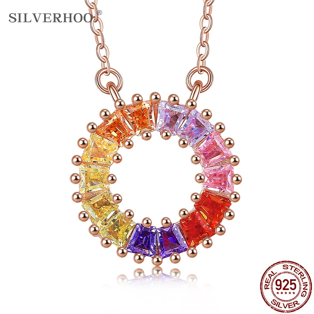 SILVERHOO Necklace For Women 925 Sterling Silver Inlay Colorful Zircon Rainbow Pendent Necklace Elegent Life Stylish Jewelry
SILVERHOO Necklace For Women 925 Sterling Silver Inlay Colorful Zircon Rainbow Pendent Necklace Elegent Life Stylish Jewelry