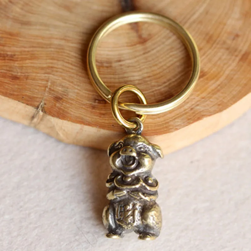 Подвеска из чистой меди для ключей, подвеска со свиньей 
Подвеска из чистой меди для ключей, подвеска со свиньей