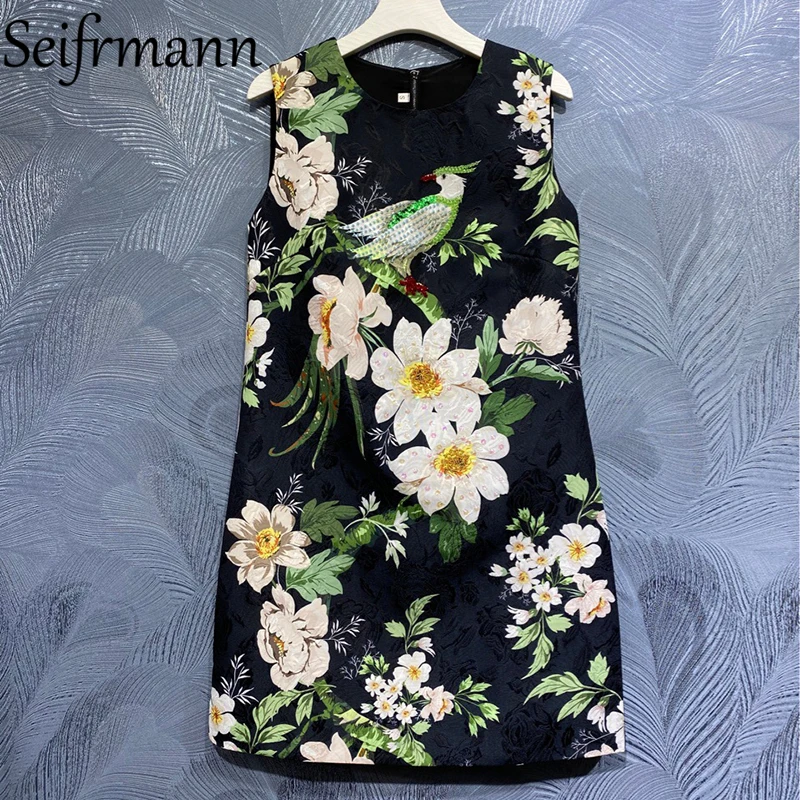 Seifrmann New 2021 Summer Women Fashion Runway Party Mini Dress Gorgeous Crystal Beading Sleeveless Floral Print Ladies Dresses
Seifrmann New 2021 Summer Women Fashion Runway Party Mini Dress Gorgeous Crystal Beading Sleeveless Floral Print Ladies Dresses