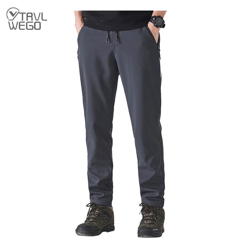 

TRVLWEGO Winter Men Trekking Pants Sports Hiking Camping Fleece Water Resistant Cycling Very Warm Thickening Trousers Lace-Up