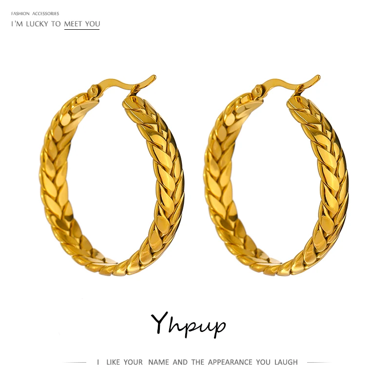 Yhpup Statement Stainless Steel Chain Hoop Earrings High Quality 18 K Metal Gold Unusual Earrings Jewelry bijoux ete 2021 Gift
Yhpup Statement Stainless Steel Chain Hoop Earrings High Quality 18 K Metal Gold Unusual Earrings Jewelry bijoux ete 2021 Gift