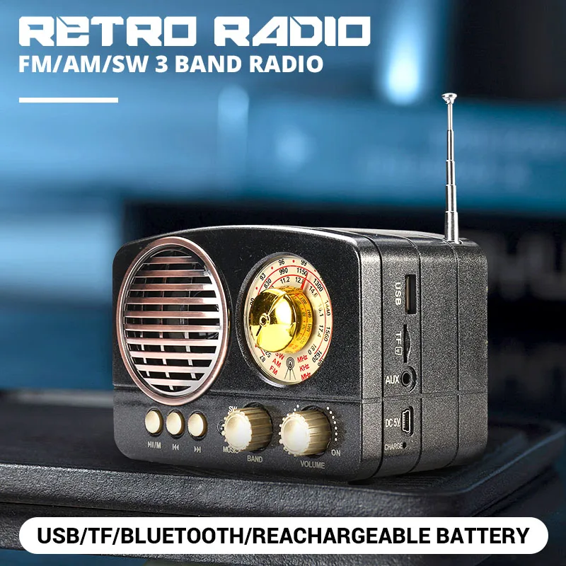 Беспроводная стереогарнитура KINCO ретро-радио bluetooth Hi-Fi колонка FM AM SW USB AUX TF-карта MP3