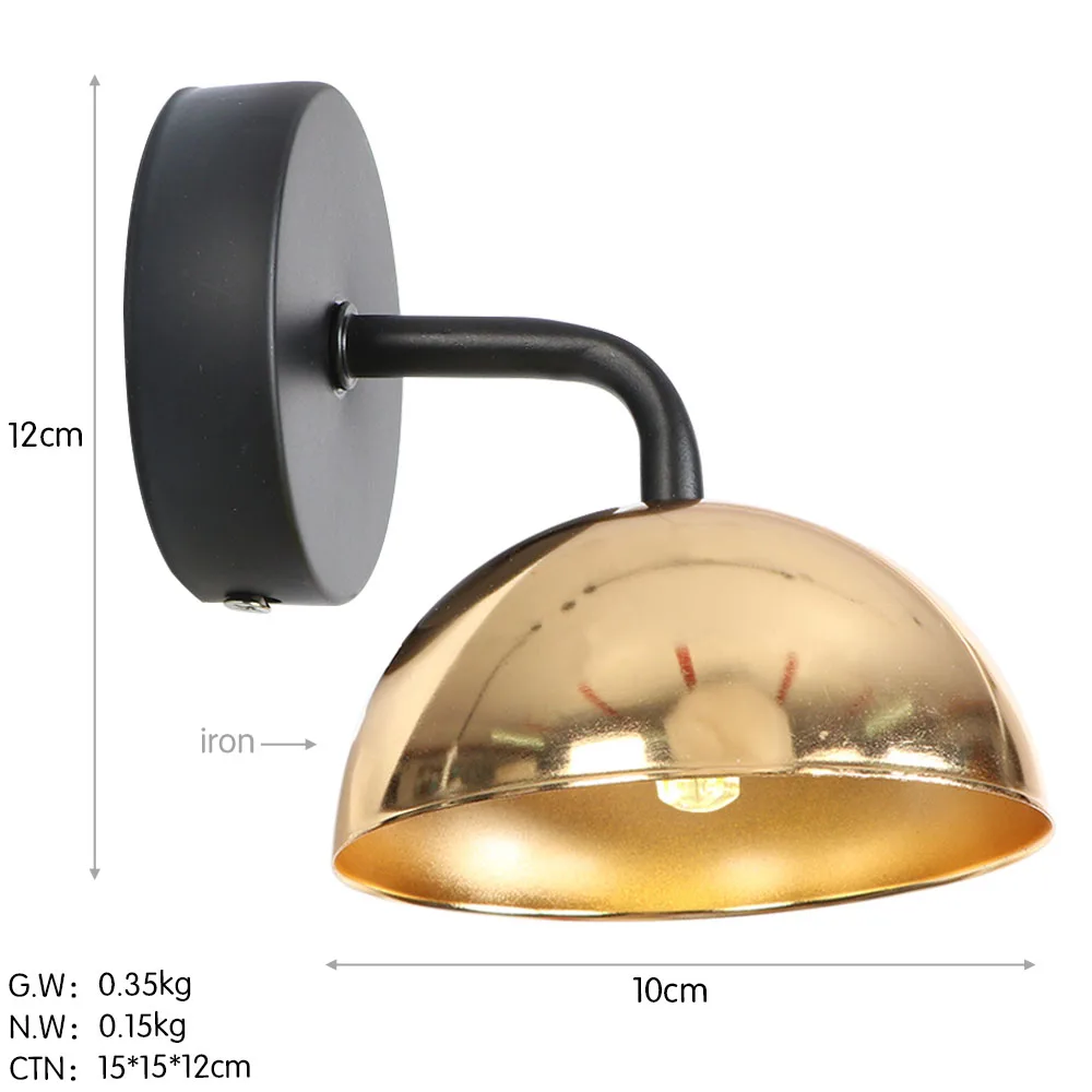 Европейская винтажная ретро мини черная металлическая настенная лампа E27 110 240 В