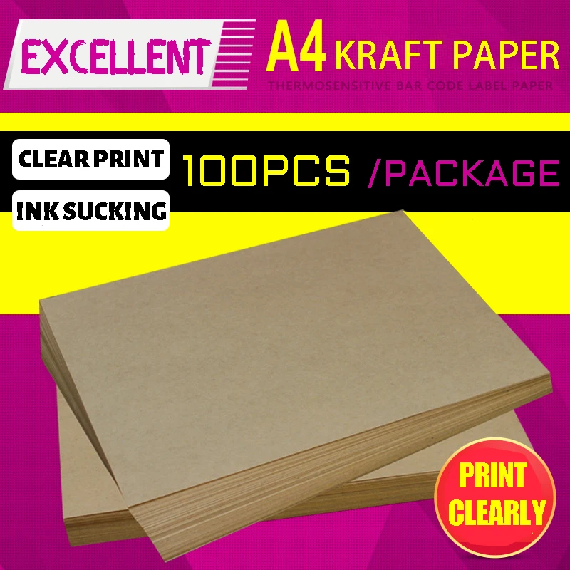 

100 листов/уп A4 Стикеры из крафтовой бумаги стикер клеящая бумажная рекламная бумага для лазерной печати принтера упаковочная этикетка
