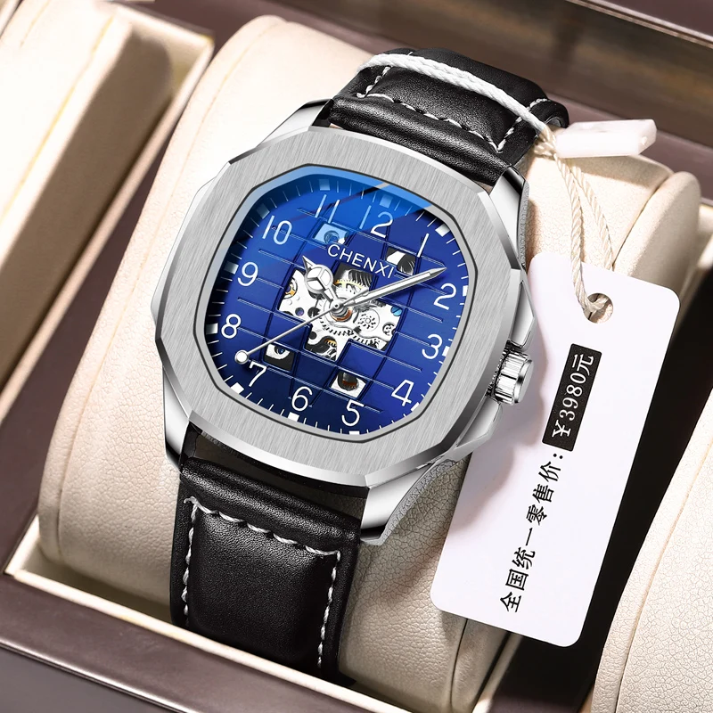 

CHENXI новые мужские механические часы лучший бренд класса люкс оригинальные мужские часы водостойкие кожаные скелетные автоматические Relogio ...