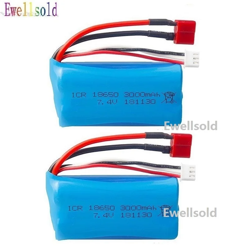 Ewellselling 1 5 шт. 18650 7 4 в 3000 мАч литий полимерная батарея 2S T PLUG для Wltoys 10428 12428 12423 Q46 144001