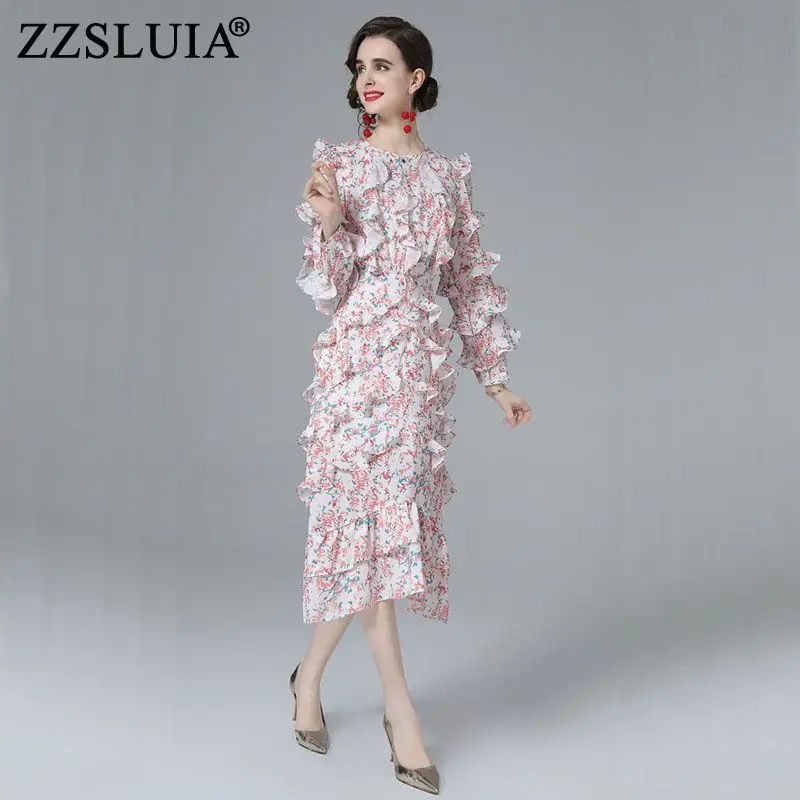 Elegant Midi Dresses For Women O Neck Long Sleeve Printed Layer Ruffles Design Slim Fashion Irregular Dress Female Clothing
Elegant Midi Dresses For Women O Neck Long Sleeve Printed Layer Ruffles Design Slim Fashion Irregular Dress Female Clothing