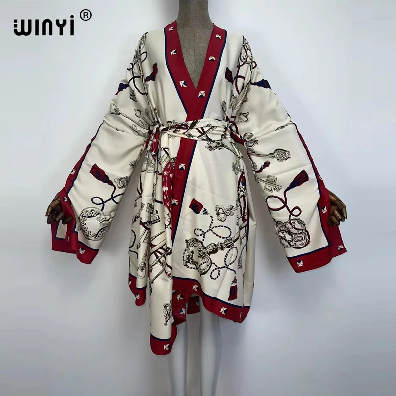 

WINYI 2021 Africa kafatan Women Cardigan stitch robe Cocktail sexcy Boho Maxi African Holiday Batwing Sleeve kaftan kimono