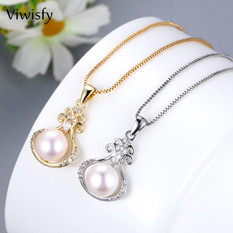 Viwisfy 925 Sterling Silver Pearl Pendant Necklace With Crystal For Women VW21259
Viwisfy 925 Sterling Silver Pearl Pendant Necklace With Crystal For Women VW21259
