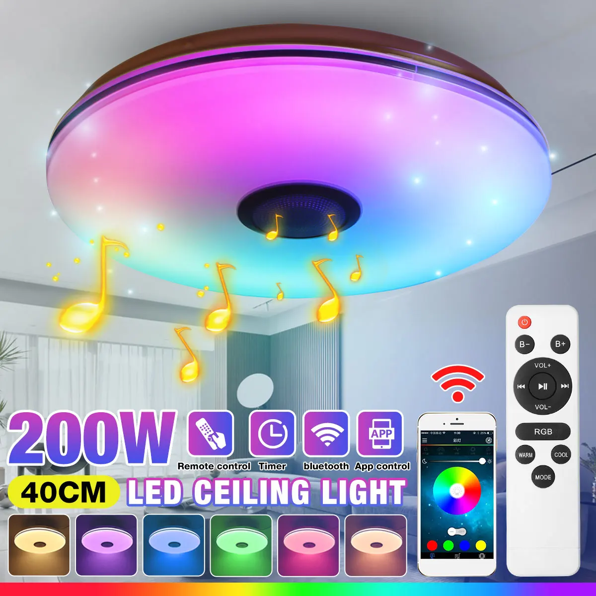 200W 40 см Смарт Красочные RGB светодиодный потолочный светильник с регулируемой яркостью для домашнего освещения пульт дистанционного управл...
200W 40 см Смарт Красочные RGB светодиодный потолочный светильник с регулируемой яркостью для домашнего освещения пульт дистанционного управл...