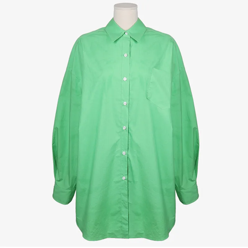 Korean Chic Spring Temperament Light Green Shirt Coats Women Loose Casual Blouse Turn-down Collar Blouses 2021 Summer
Korean Chic Spring Temperament Light Green Shirt Coats Women Loose Casual Blouse Turn-down Collar Blouses 2021 Summer