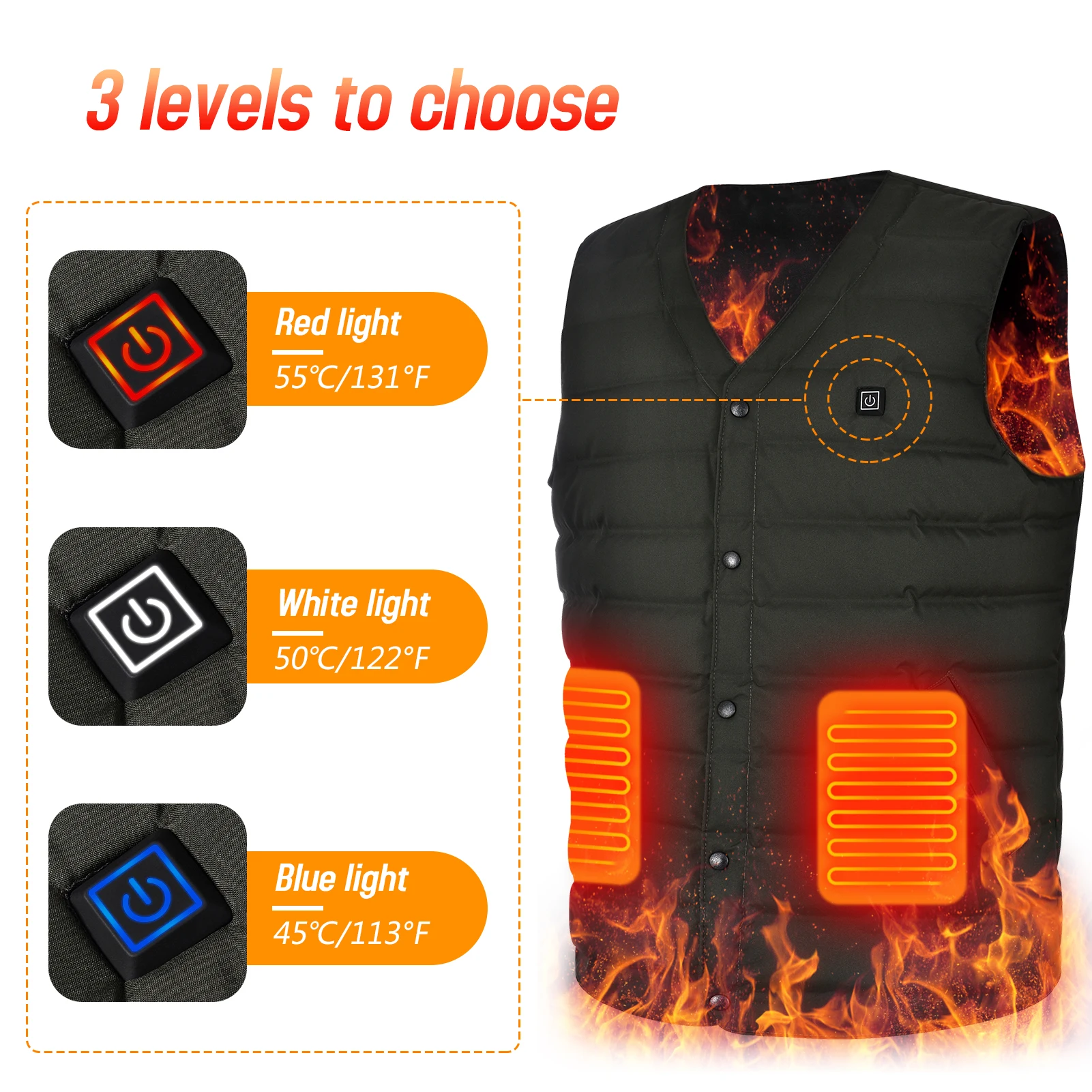 Winter USB Heated Vest 3-speed Adjustable Temperature Self-heating Vest Washable Sleeveless Heating Jacket for Outdoor Sport
Winter USB Heated Vest 3-speed Adjustable Temperature Self-heating Vest Washable Sleeveless Heating Jacket for Outdoor Sport