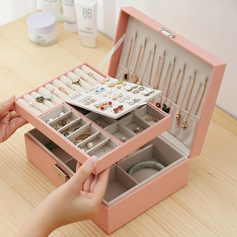 New Large Capacity Leather Jewelry Box Travel Jewellery Organizer Multifunctional Earring Ring Stud Storage Cases for Women Gift
New Large Capacity Leather Jewelry Box Travel Jewellery Organizer Multifunctional Earring Ring Stud Storage Cases for Women Gift
