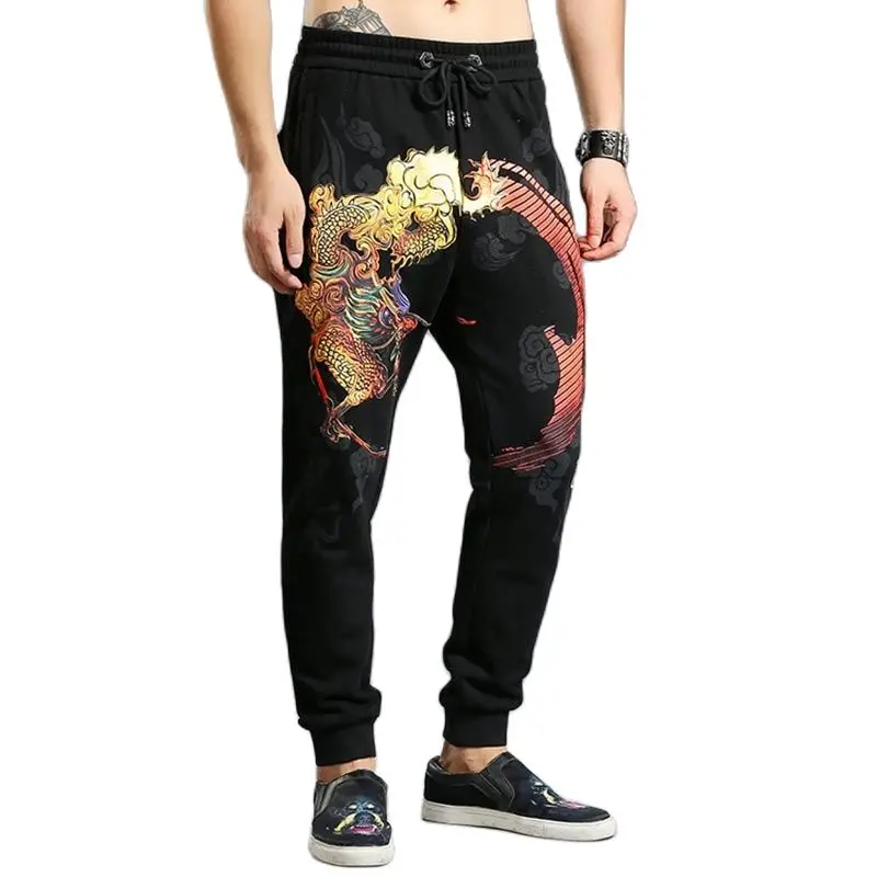 New Fashion Men Joggers Pants Dragon Printed 3D Cotton Casual Sweatpants Black Trousers Autumn Winter Bottoms Chinese Style
New Fashion Men Joggers Pants Dragon Printed 3D Cotton Casual Sweatpants Black Trousers Autumn Winter Bottoms Chinese Style